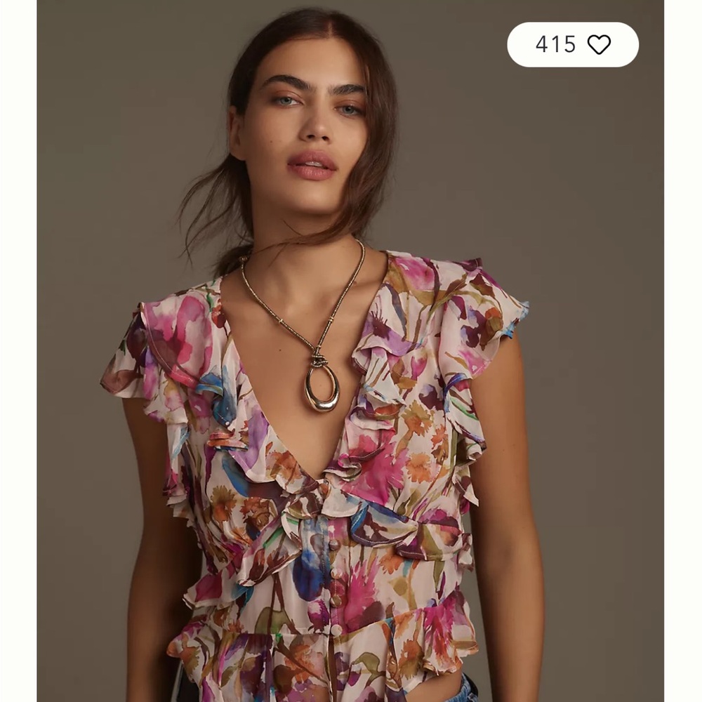 Flutter Floral V-Neck Top